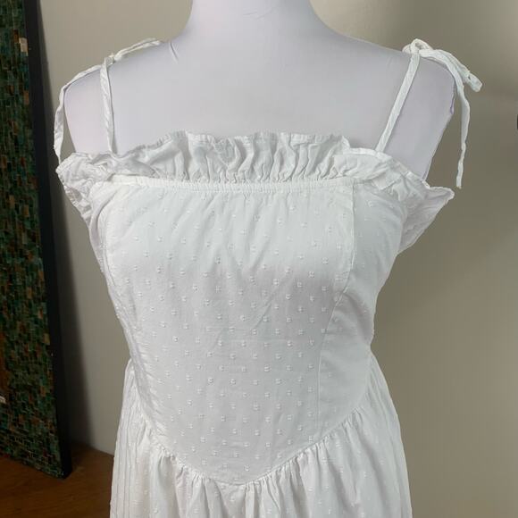 And Now This Size S Cotton Swiss Dot Corset Ruffled Sleeveless Midi Dress White - Picture 7 of 14